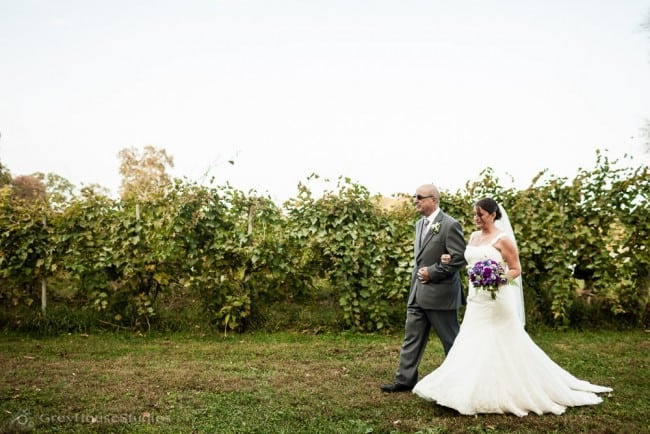 priam vineyards wedding photos bride and father walking down aisle