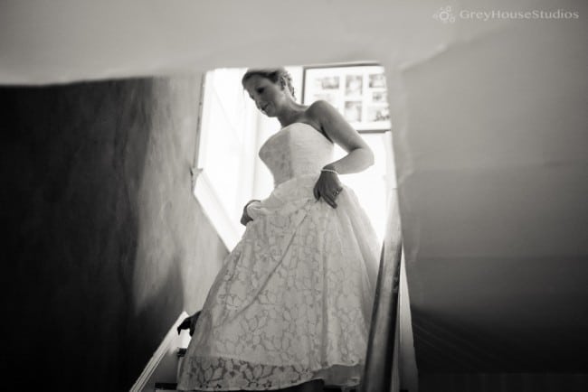 bride walking down stairs getting ready new haven