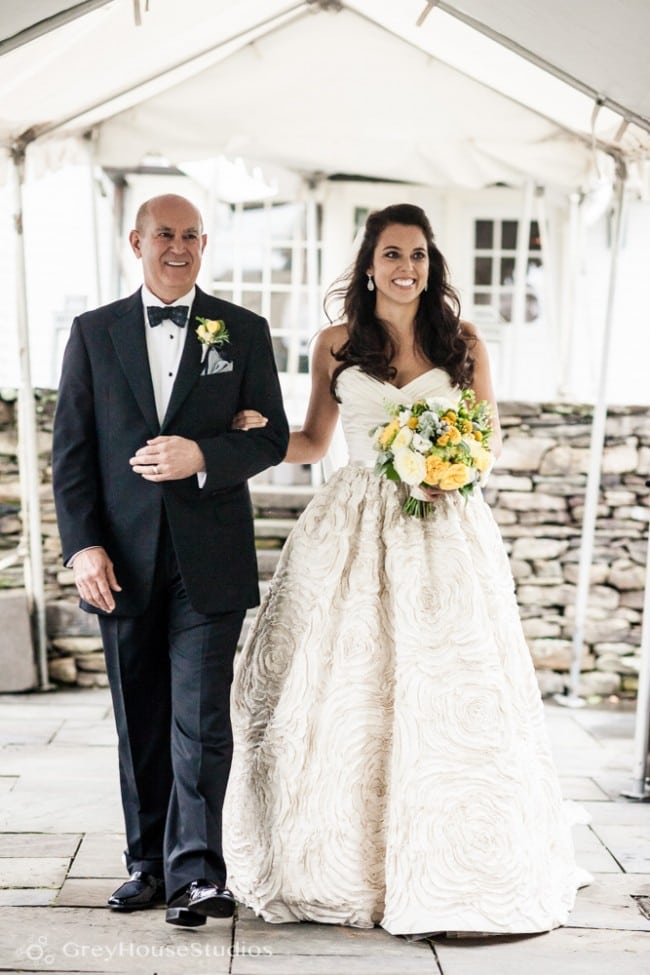 winvian wedding ceremony photos bride with father walking down aisle