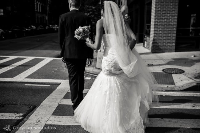 nyc wedding bride and groom portraits crosswalk photos first look